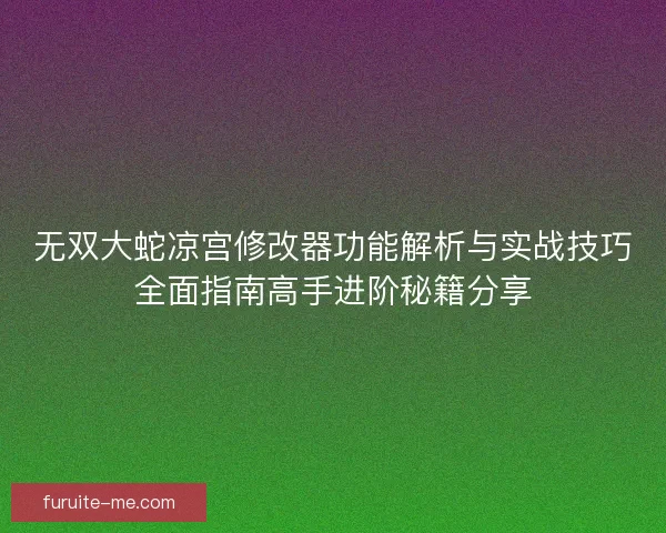 无双大蛇凉宫修改器功能解析与实战技巧全面指南高手进阶秘籍分享
